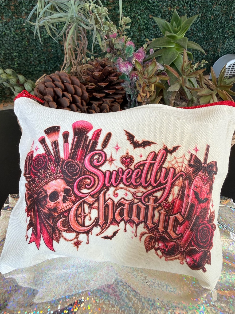 Sweetly Chaotic Gothic Zipper Pouch
